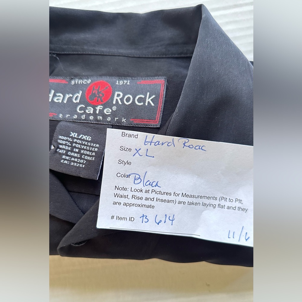 Hard‎ Rock Cafe Black Shirt Mens XL La Jolla Button Up - Picture 7 of 7